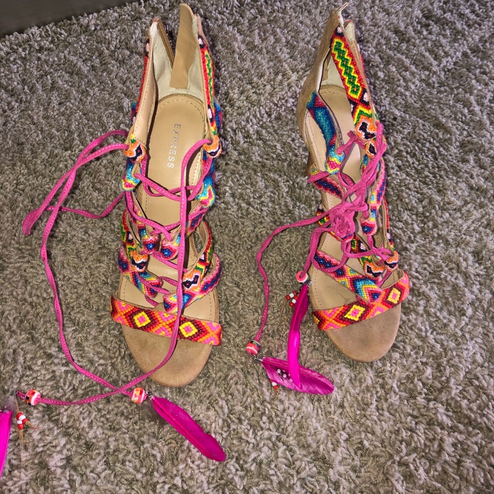 Express size 7 heels sexy beautiful multicolor heels